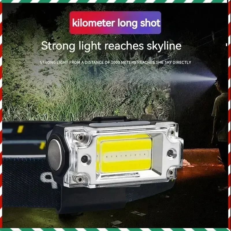 

Mini Dual COB Headlamp Sensor Hat Clip Headlight 5 Lighting Modes Outdoor Camping Hunting Flashlight Induction Head Lamps
