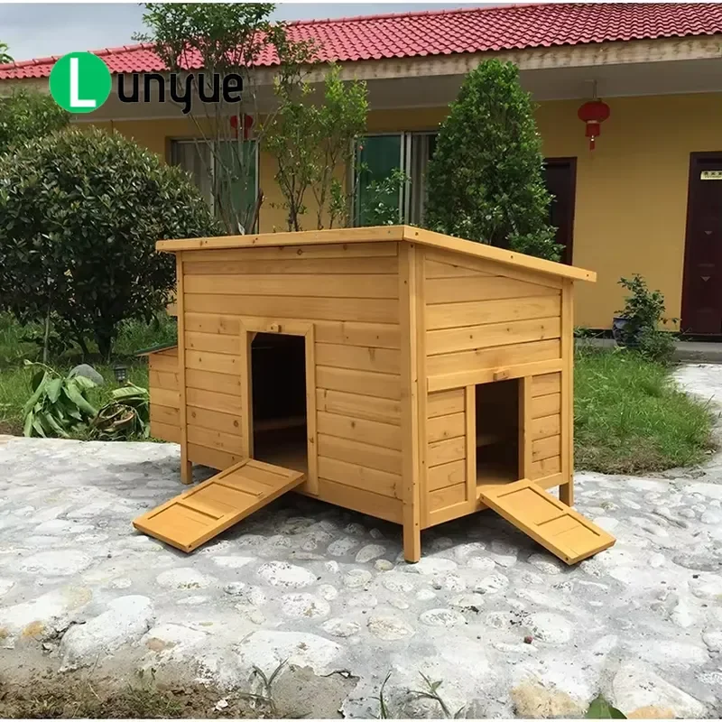 Portable Patterned Wooden Chicken Coop Classic Style Iron Frame Easy to Clean Boxed Poultry House for Backyard Farming