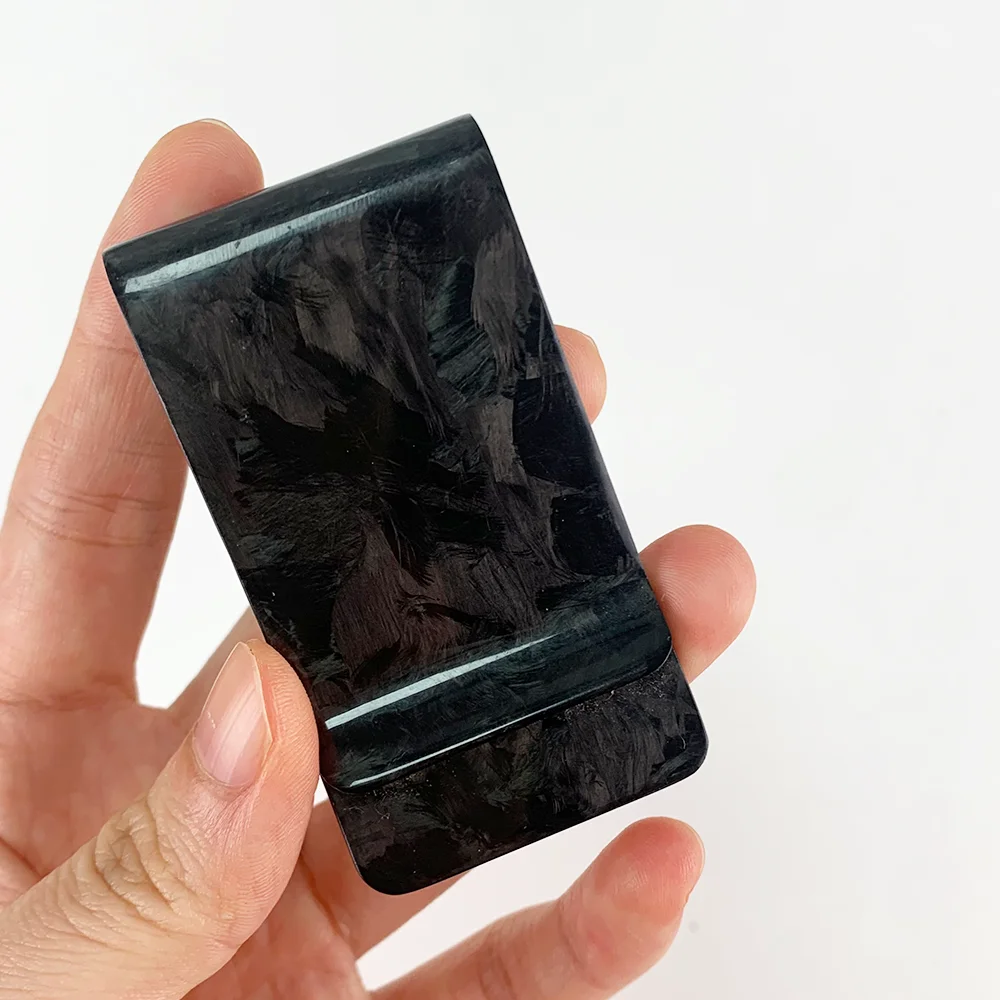 1Pcs Good Quality Real Forged Carbon Fiber Card Holder Mini Slim Black Color Money Clip
