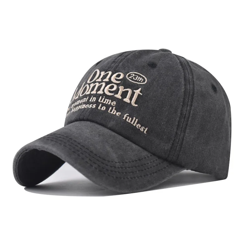 

Vintage One Moment Embroidered Baseball Caps for Men Women Distressed Denim Snapback Hat Band Music Outdoor Adjustable Hats