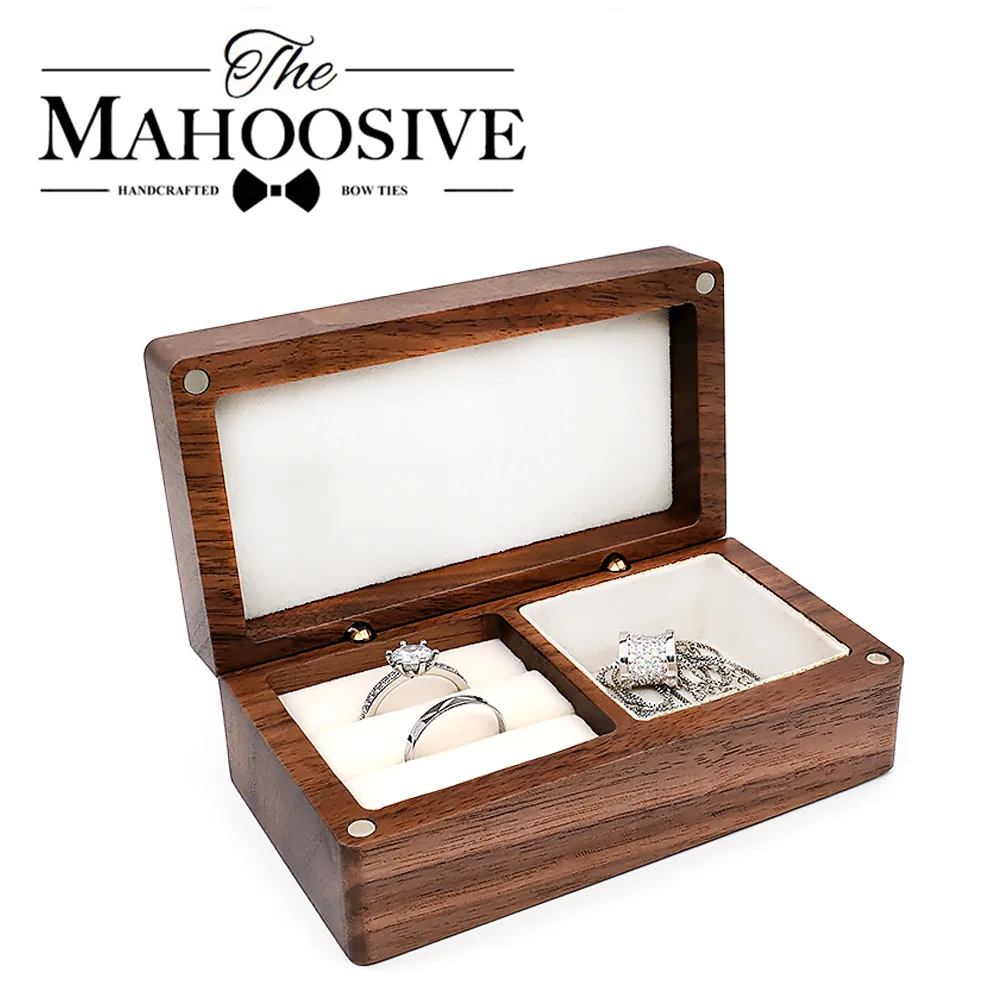 Portable Wooden Jewelry Box Storage Box Small Elegant Valentine's Day Gift Earrings Rings Necklace Ring Holder Fashion Access...