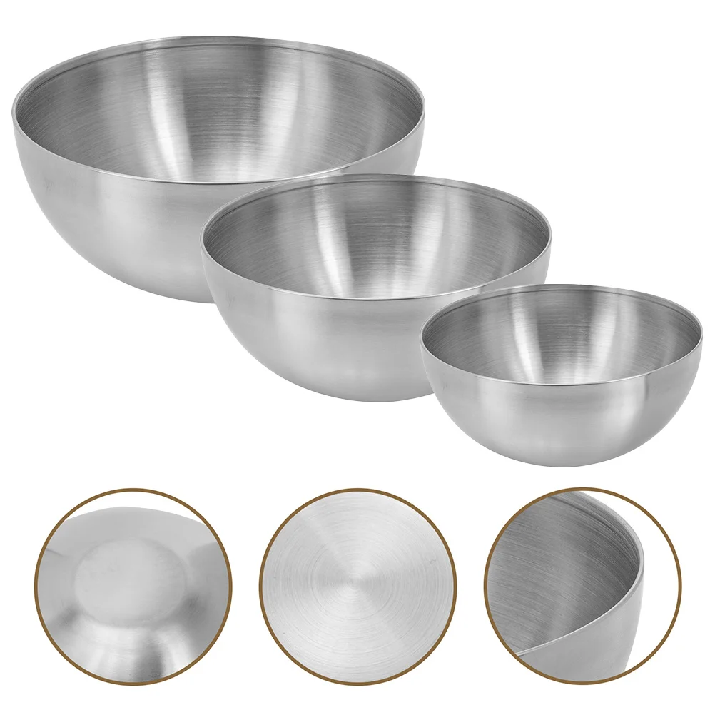 

3pcs Stainless Steel Mixing Bowls 1.5L 2.5L 3.5L Salad Soup Noodles Storage Container Kitchen Utensil Prep Bowl Set Home
