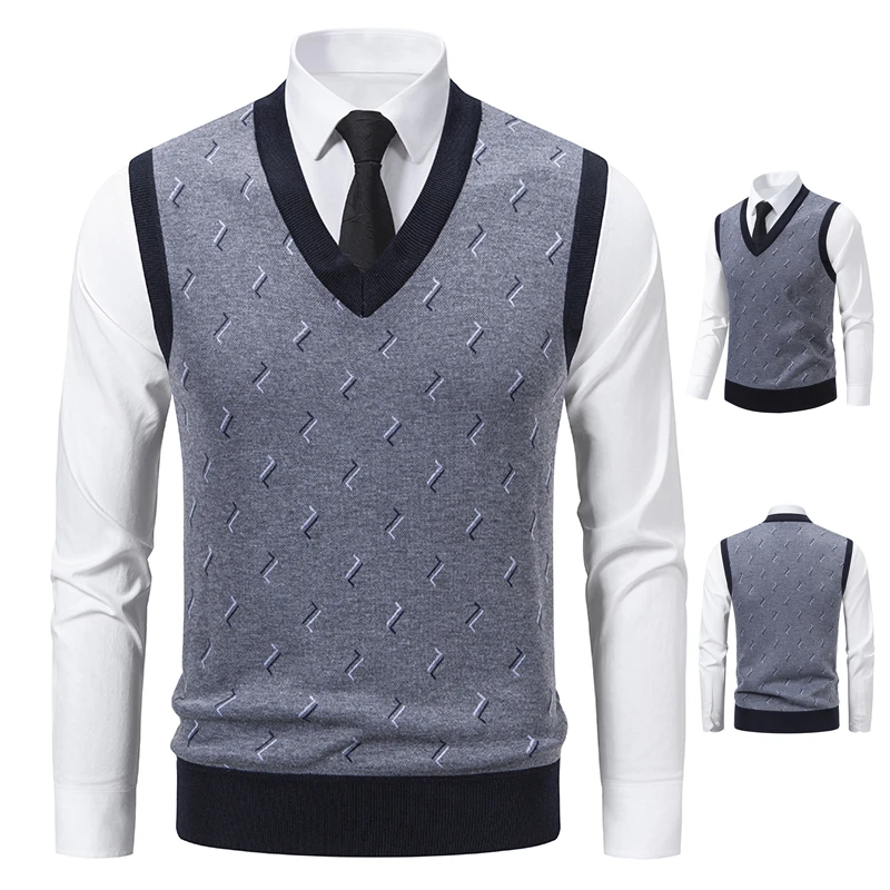 

Men's Sweater Vests V-Neck Sleeveless Knitted Pullover Sweaters Relax Fit Classic Vest Knitwear