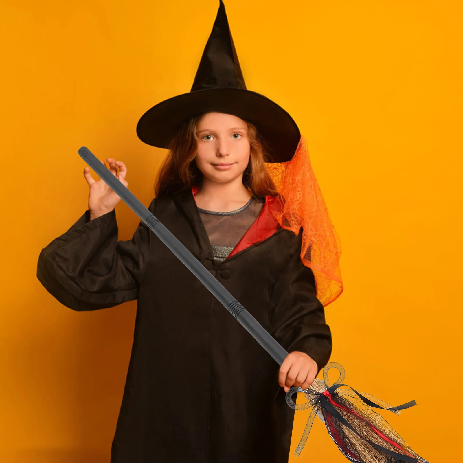 

Halloween Witches Broom Lightweight Durable Plastic Grass Cloth Texture Perfect for Adults Witch Wizard Cosplay Decoration