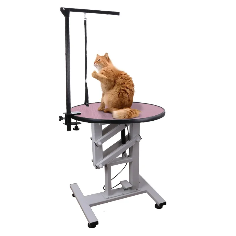 Heavy-Duty Pet Grooming Table Electric Circular Hydraulic Lift Dog Grooming Table With Arm