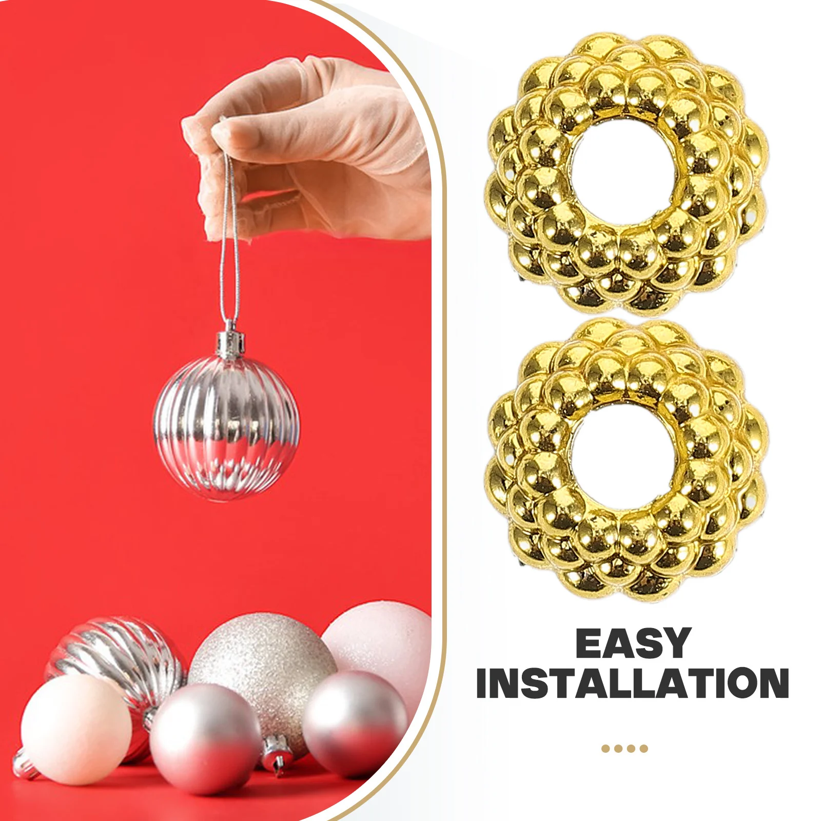 100 قطعة قبعات زينة عيد الميلاد البلاستيكية المستديرة استبدال الشماعات DIY بها بنفسك شجرة زينة الذهبي شاتيربروف عطلة الحلي