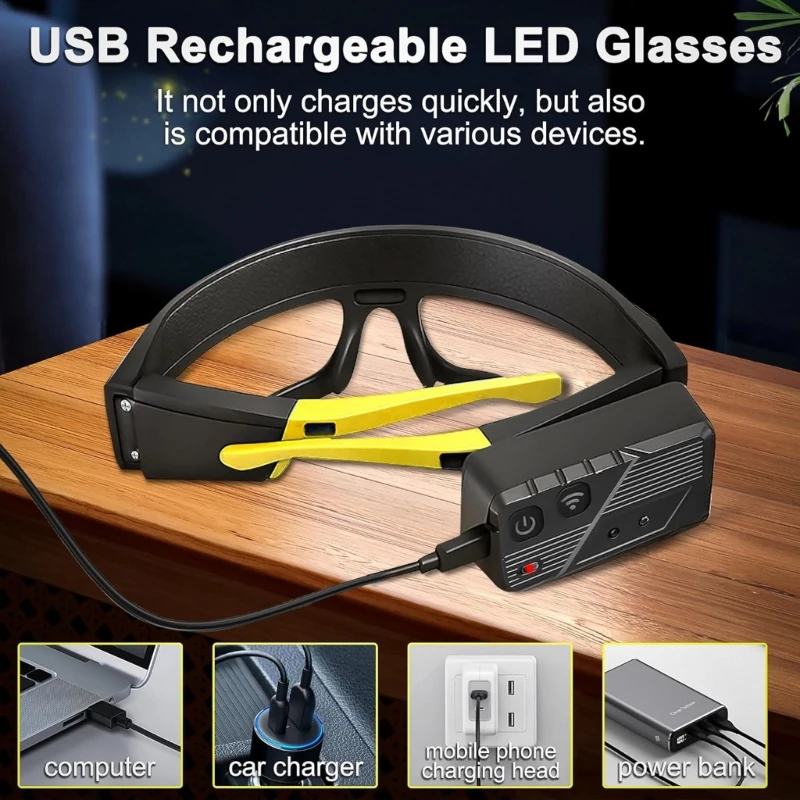 Y6GD Rechargeable Headlamp Glasses With Motion Sensors Touch Control for Outdoor