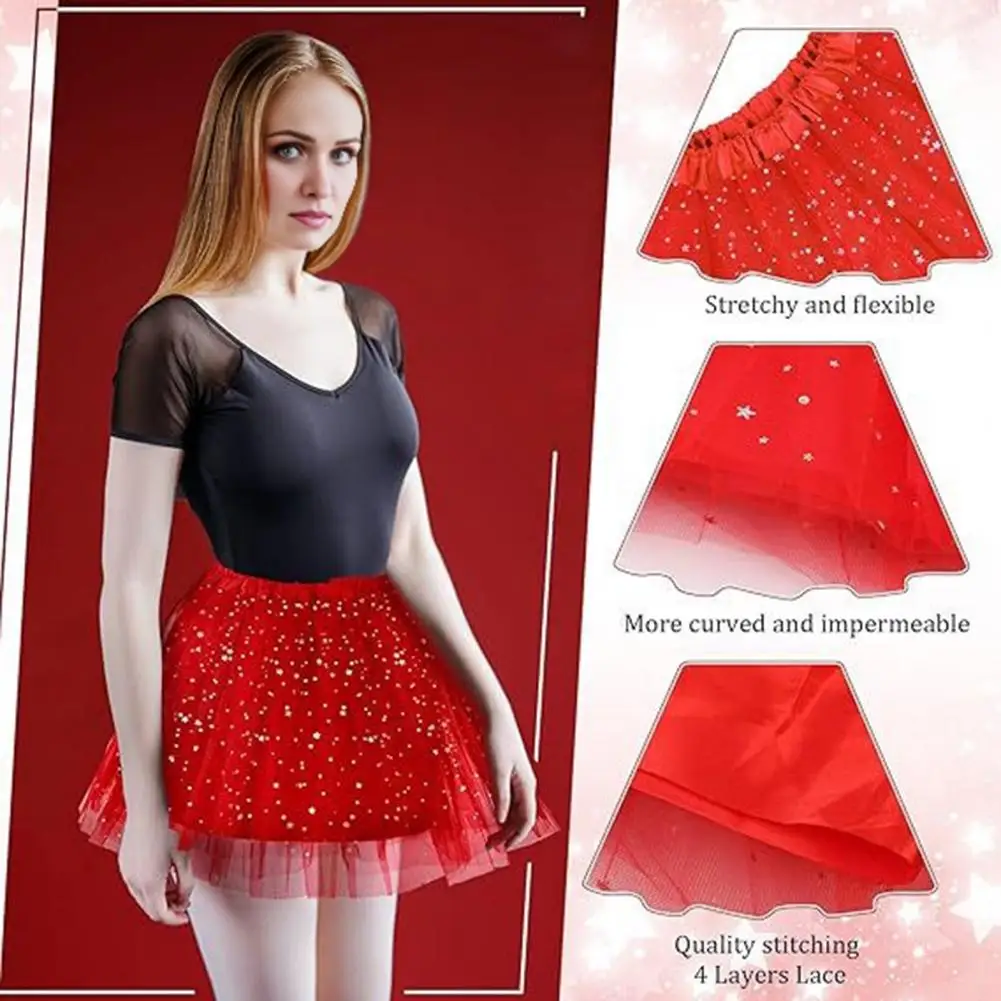 

Shiny Puffy Skirt High-Waisted Multi Layered Mesh Skirt Soft Inner Lining Slimming Skirt Shiny Sequins Skirts Daily Wear