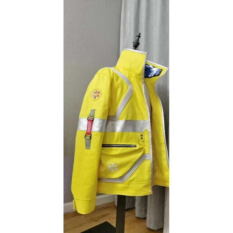 David Martinez Cosplay Costumes Yellow Luminous Coat Anime CYBERPUNK EDGERUNNERS Role Play Halloween Party Jackets For Man OA221