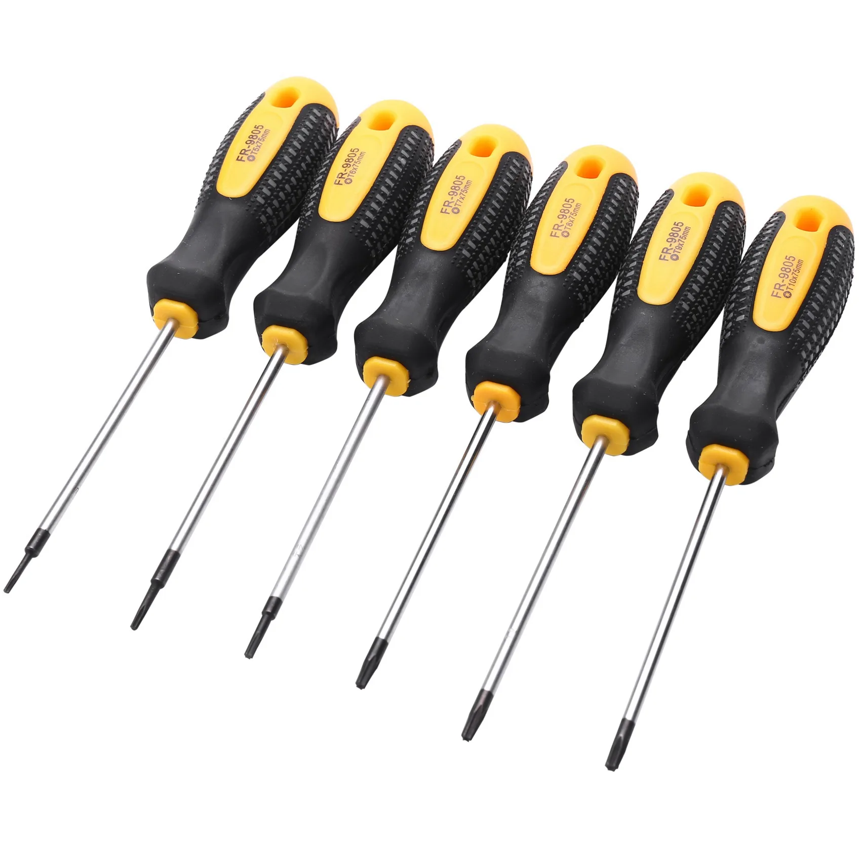 1Set Set Obeng Cr-V Torx dengan Kit Set Obeng T5-T10 magnetik lubang untuk reparasi telepon