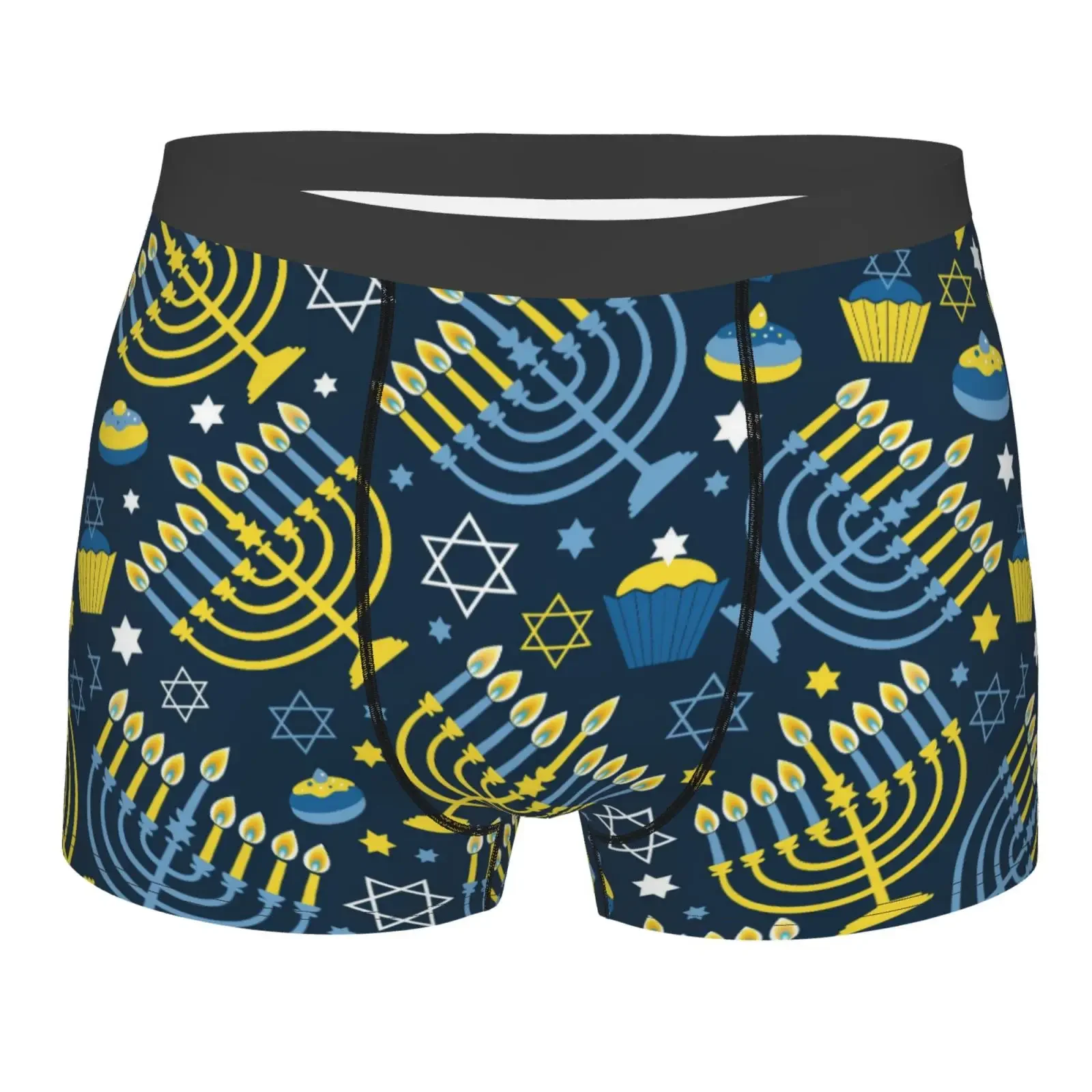 Happy Hanukkah Jewish Festival Holiday Underwear Men Stretch Boxer Briefs Shorts Panties Soft Sexy Underpants For Male