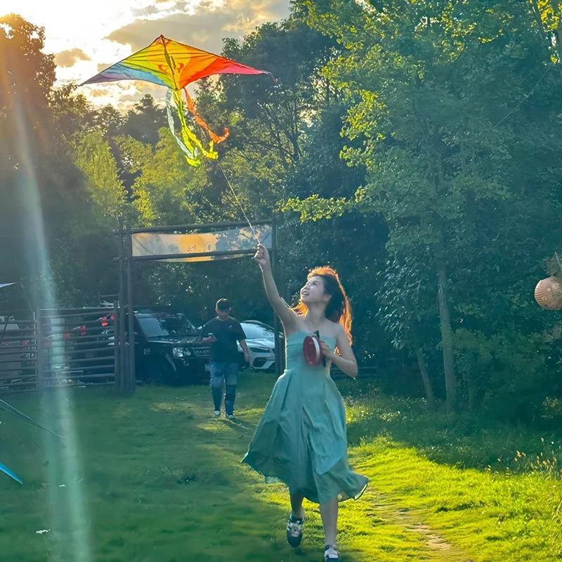 

Kite Grassland Kite Breeze to Fly Children Adult Large Tail Kites String Gingham Outdoor Fun Sports Toys Set 1.45m