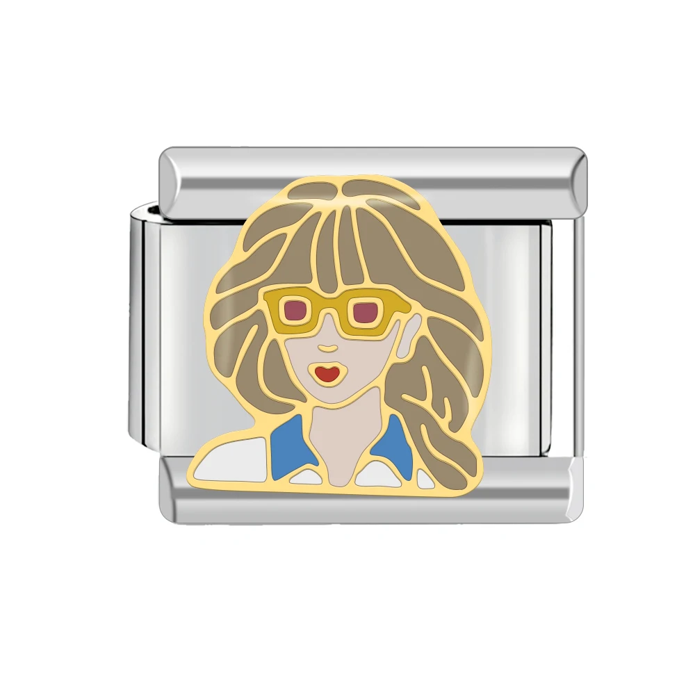 Nuevos dijes de pintura hermosa para mujer, eslabones italianos aptos para pulsera de 9mm, fabricación de joyería DIY de acero inoxidable