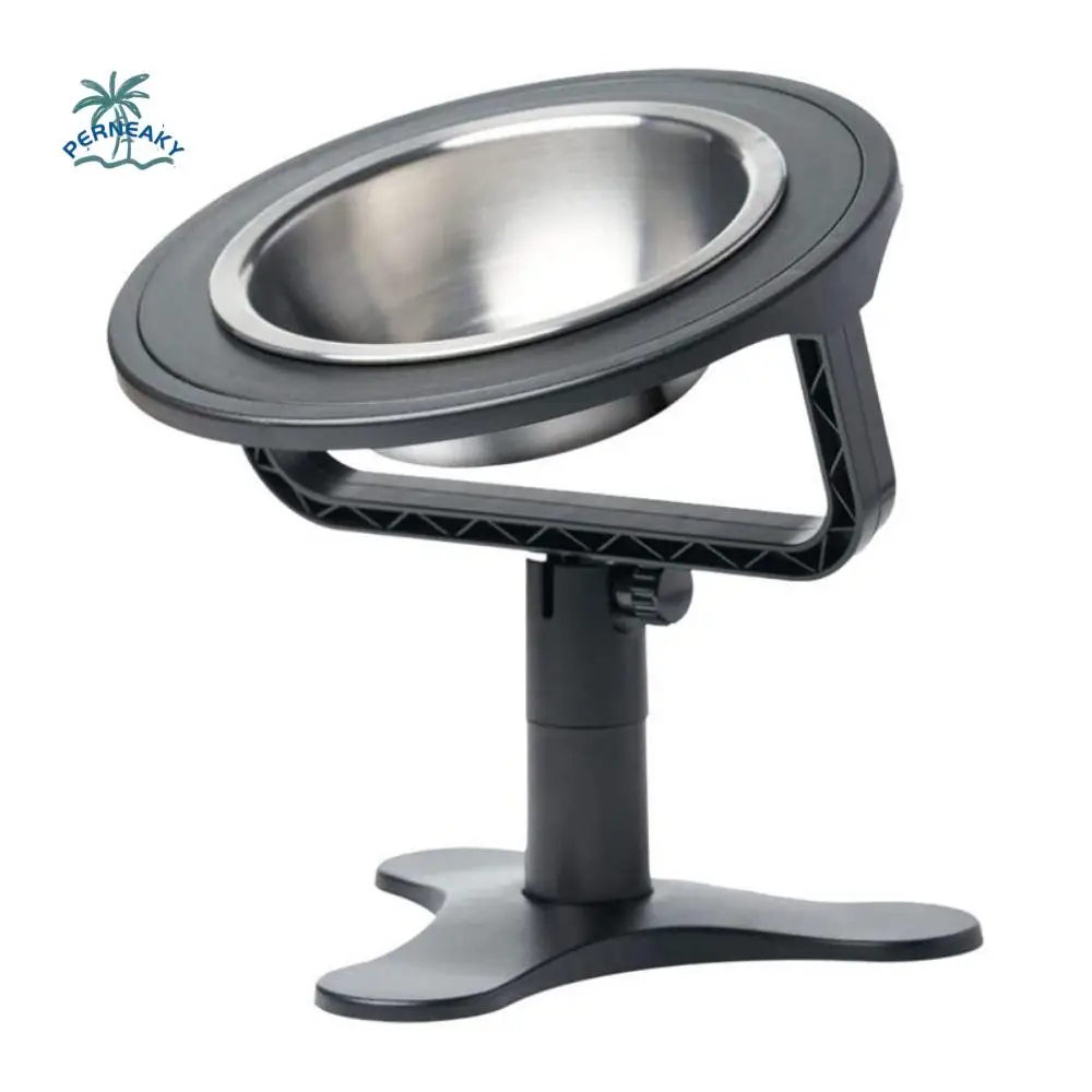 

Adjustable Height Elevated Dog Bowl Non-slip Single Metal Stand Feeder Bowl Holder 0 To 20 Degree Tilt Angle Pet Food Bowls