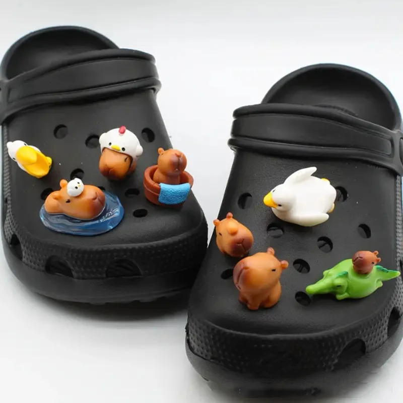 MINISO Cute Capybara ABS Resin Shoes Charm Sandals Shoes Accessories Boys Girls DIY Shoe Buckle Fit Christmas Birthday Gift