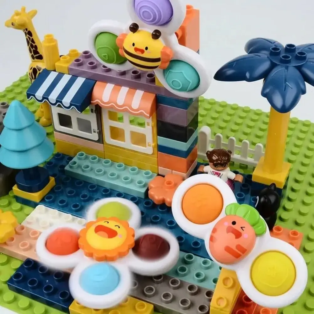 Diseño de dibujos animados de aprendizaje, ventosa con función giratoria, Base de ventosa Montessori, Spinner de dedo, juego de agua giratorio de dibujos animados