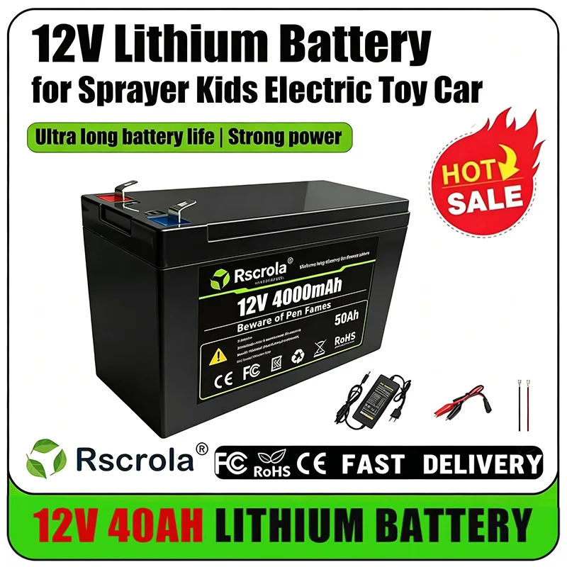 12V 20-50Ah Rechargeable Lithium Battery Pack Multi-purpose Power Supply for Garden Sprayer Portable Speaker Outdoor Camping