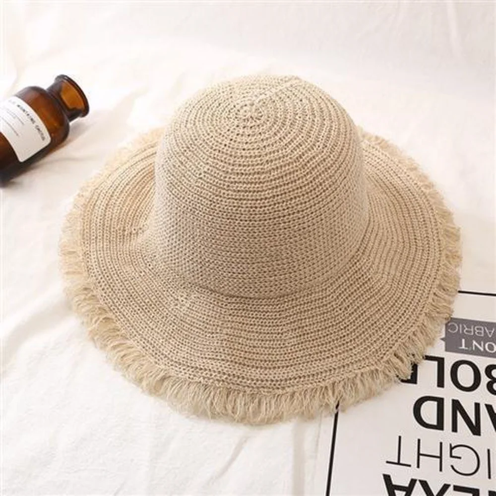 Straw Hat Straw Fisherman Hat Sun Hat Foldable For Outdoor Activities Summer Travel Resort