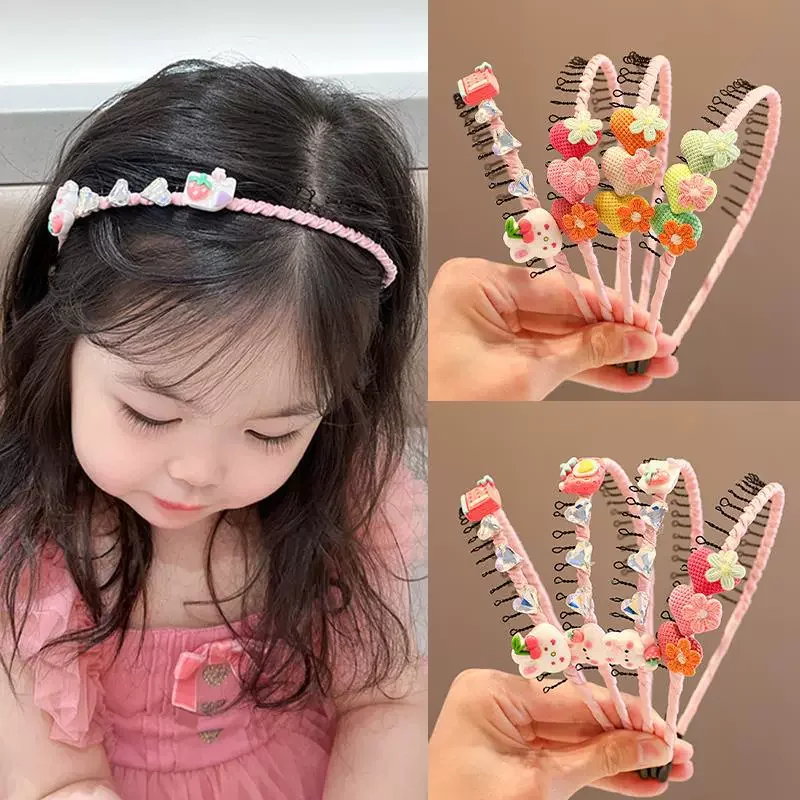 2023 Nwe Baby Girls Cute Heart Rabbit Strawberry Headband Kids Anti Slip Fragmented Hair Bands Children Lovely Hair Accessories