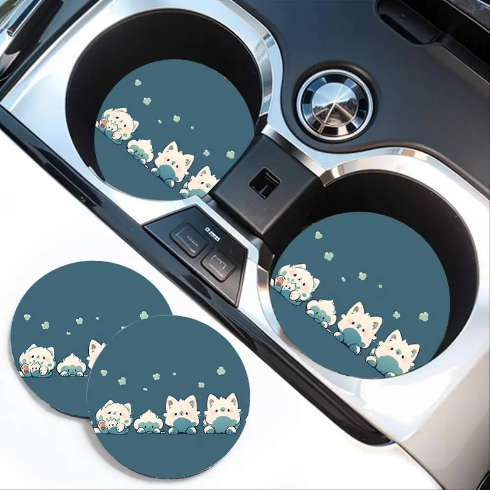 Kitten Pattern EVA Absorbent Car Cup Holder Coasters Universal Non-slip Holiday Stocking Stuffer