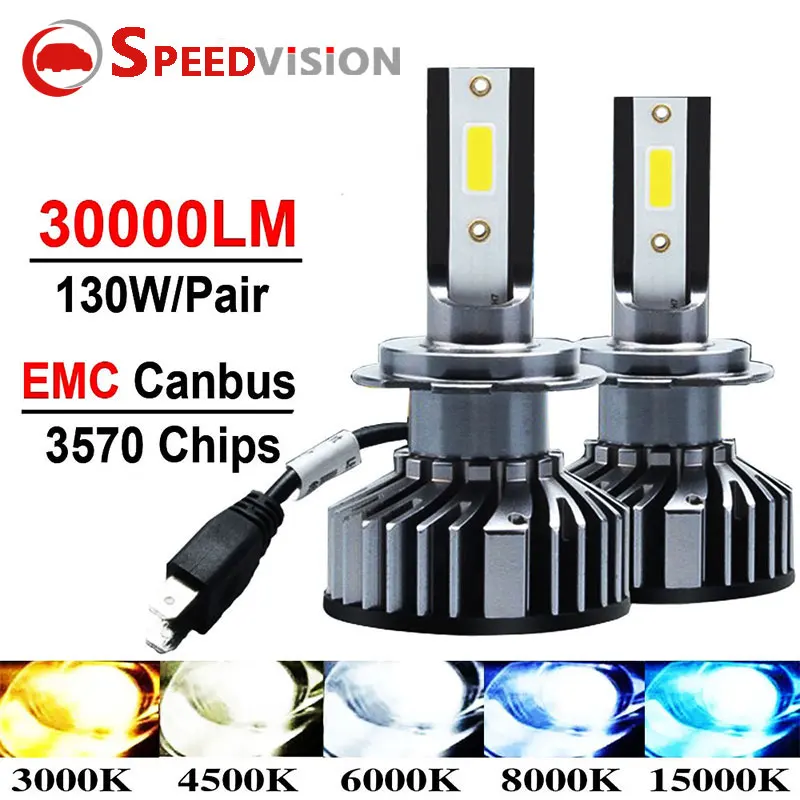 H4 H7 H11 LED Headlights 30000LM 3570 CSP H1 H8 H3 880 881 H27 9007 9008 H13 9012 HIR2 9005 9006 HB3 HB4 H9 Auto Fog Lamp 6000K