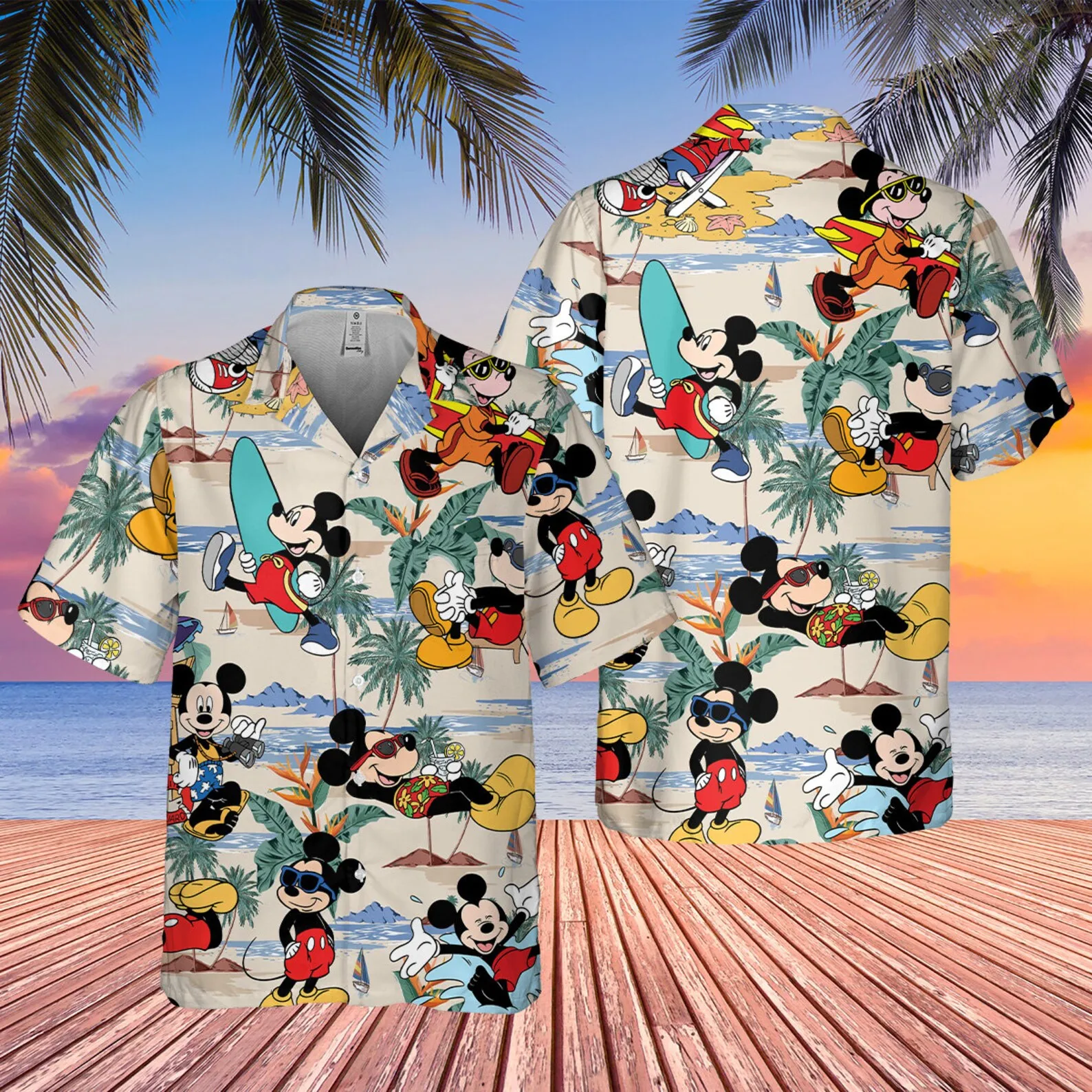 

Mickey Mouse Hawaiian Shirt Men Women Kids Shirt Fashion Button Up Short Sleeve Shirt Disney Hawaiian Shirt Casual Beach Shirt