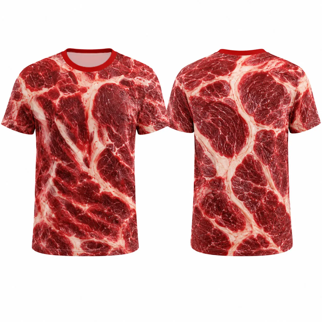 Realistic Food Animal Print Men T Shirt Novelty Cabbage Steak Burger Egg Tiger Brick Graphic Casual Short Sleeve Tee