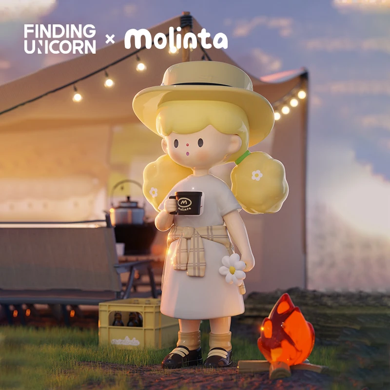 Finding Unicorn Molinta Camping Vlog Series Blind Box Mystery Box  Cute Action Anime Figure Kawaii Model Designer Doll Gift Toys