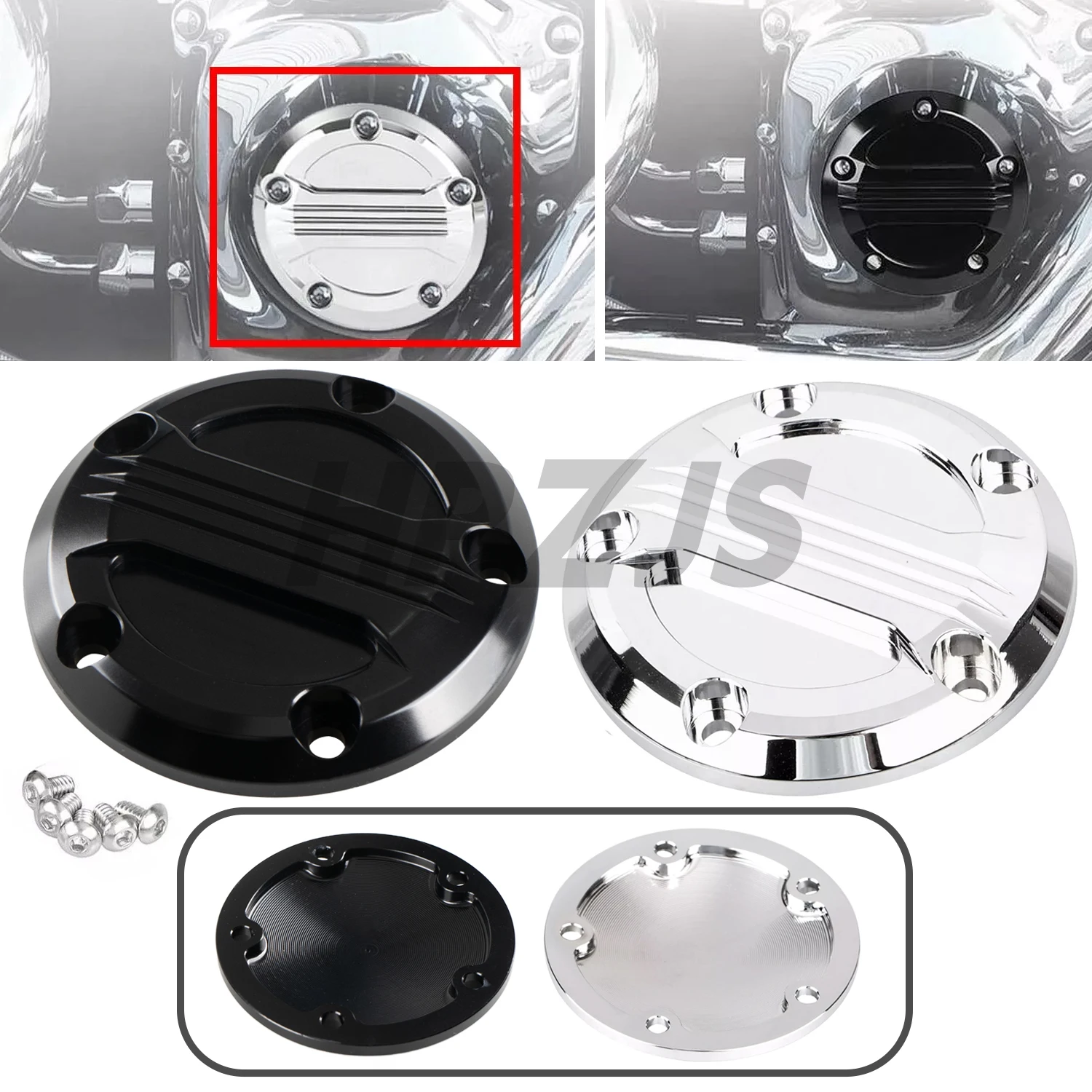 

For Harley Motorcycle Twin Cam Touring Electra Glide 1999-2017 Chrome/Black Aluminum 5 Holes Timing Point Cover