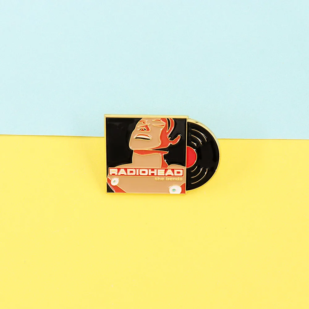 The Bends-Vinyl Record Cover Badge British Rock Band Album Lapel Pin Vintage Music Fans Gift Jewelry view 5