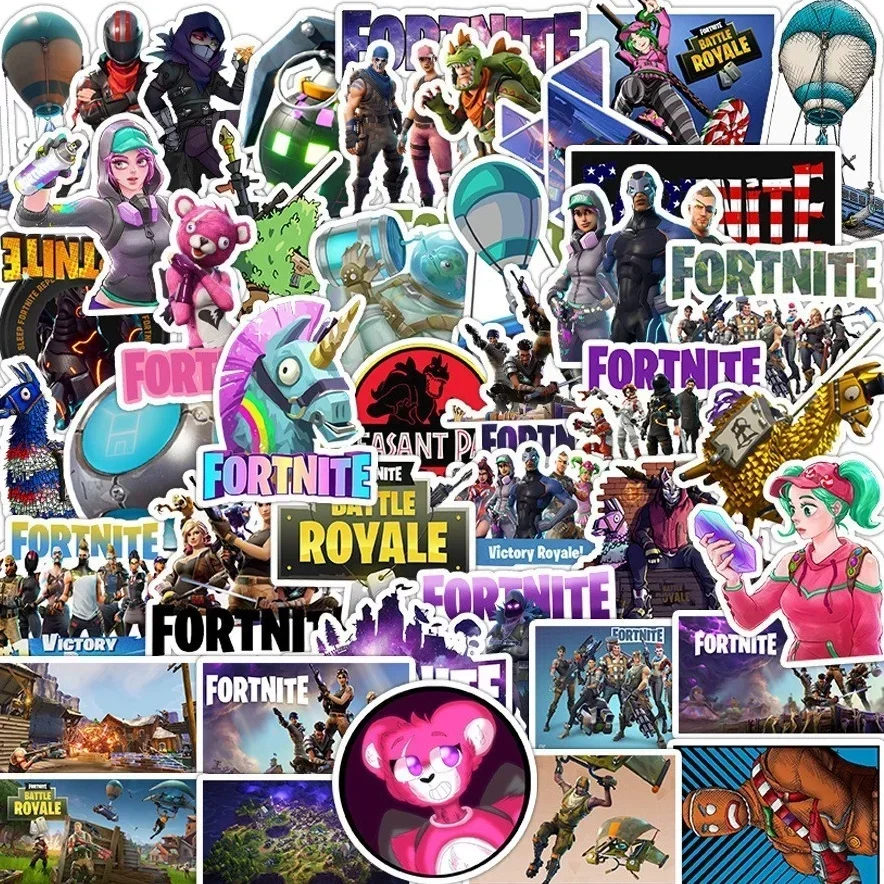 Fortnite Game Peripheral Cartoon Sticker Stationery Notebook Water Cup Bike Skateboard Suitcase Decorative Sticker Accessories