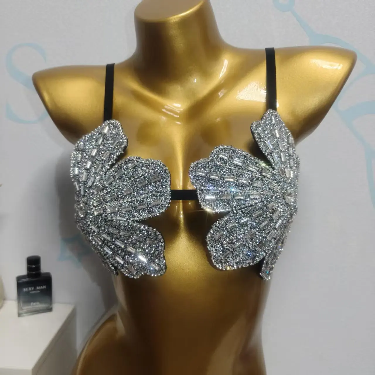 

European and American Fashion BeadedBra Women's Top Small Tank Top Body Chain Chest Chain Princess Music Festival Party Bra