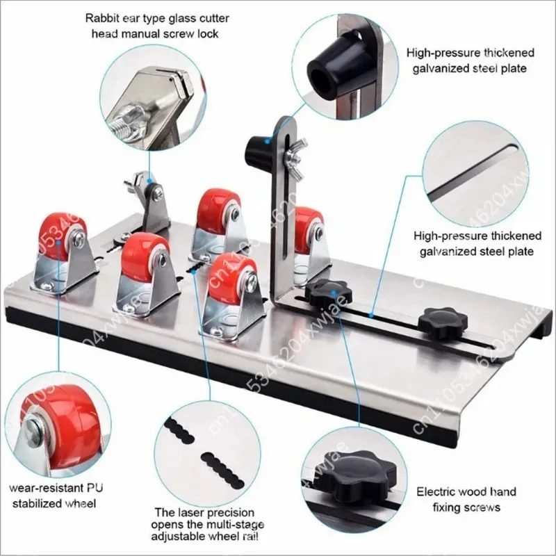 Glass Bottle Cutting Tool Kit, Stainless Steel Adjustable Cutter for Beer Wine Bottles, DIY Craft Handwheel Wooden Ball Set