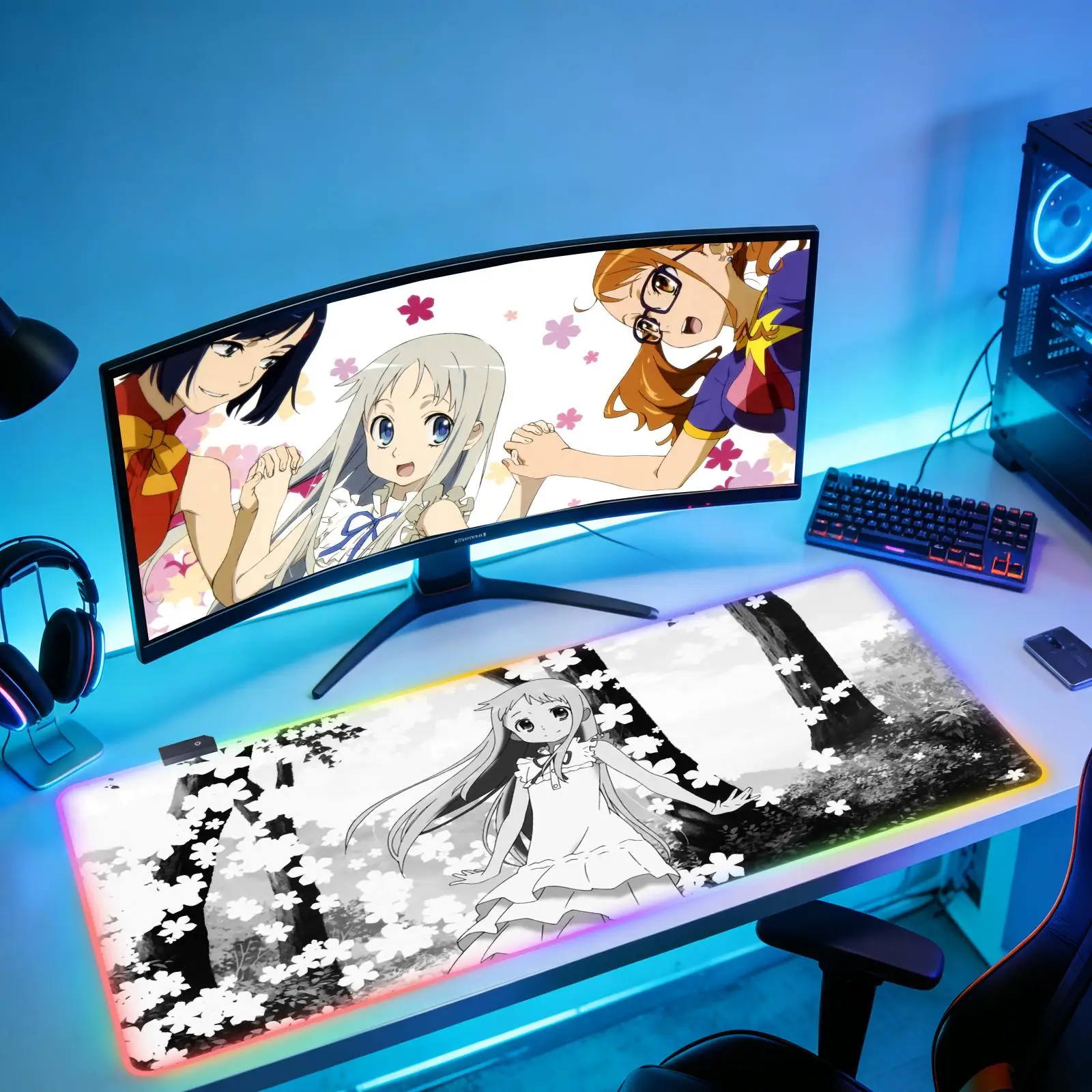 

Anohana The Flower We Saw That Day New Computer Home Mousepad XXL Desk Mats Natural Rubber Office RGB Gaming Accessories pad