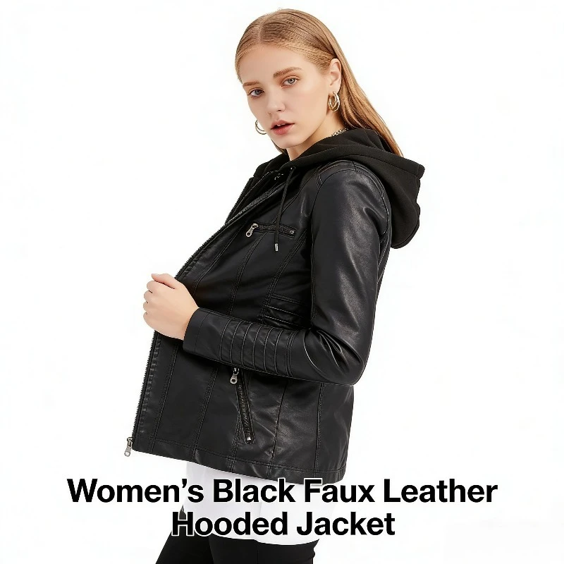 

2026 Новый женский комплект кожаной куртки-трансформеры со съемным капюшоном и внутренним слоем для укладки 3-в-1 | Осень и весна Essential