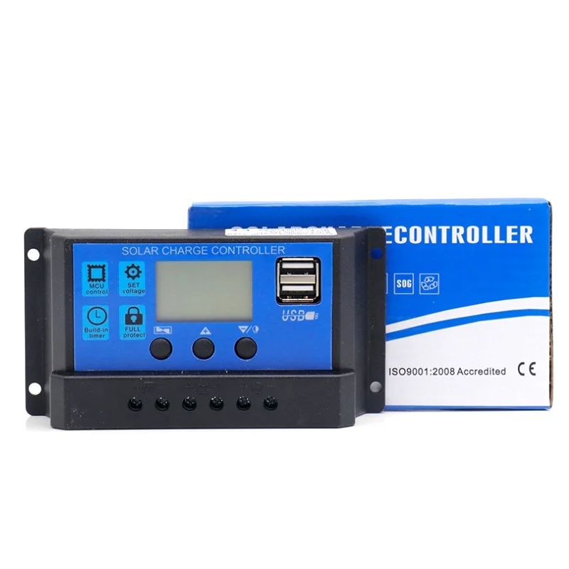 10A 20A 30A  Solar Panel Charger Controller Solar Regulator Solar Panel Battery Home Power System12V/24V With Dual USB