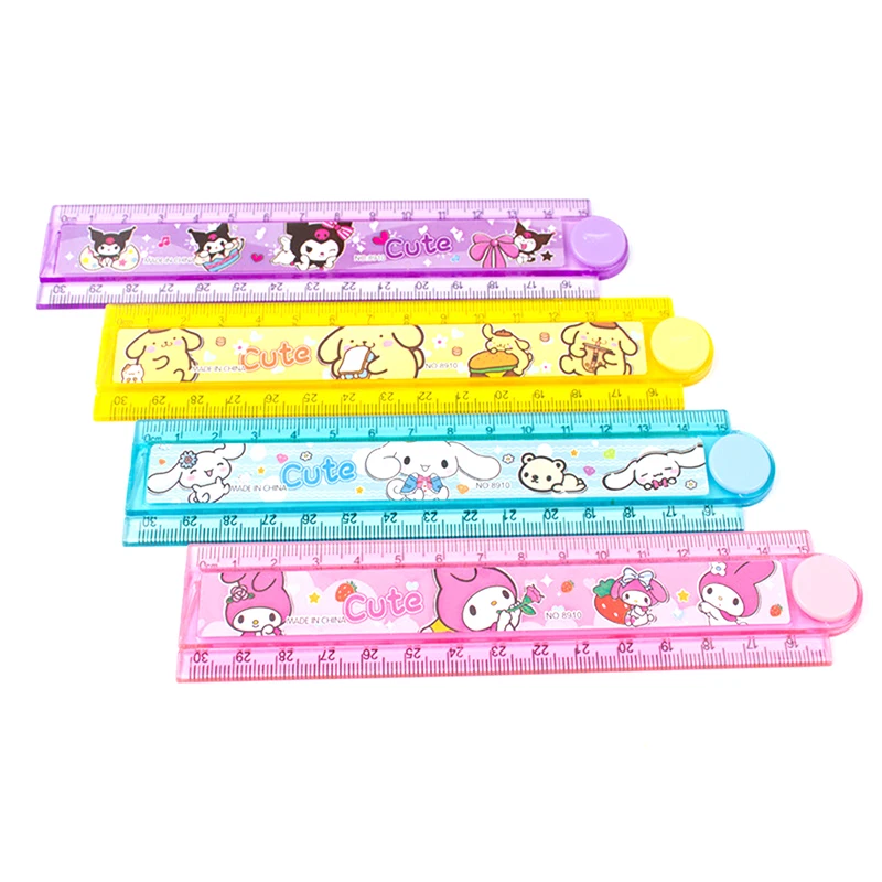 Cartoon Sanrio Folding Ruler 30cm Plastic Ruler Wave Line Geometric Pattern Drawing Ruler Primary School Student Stationery