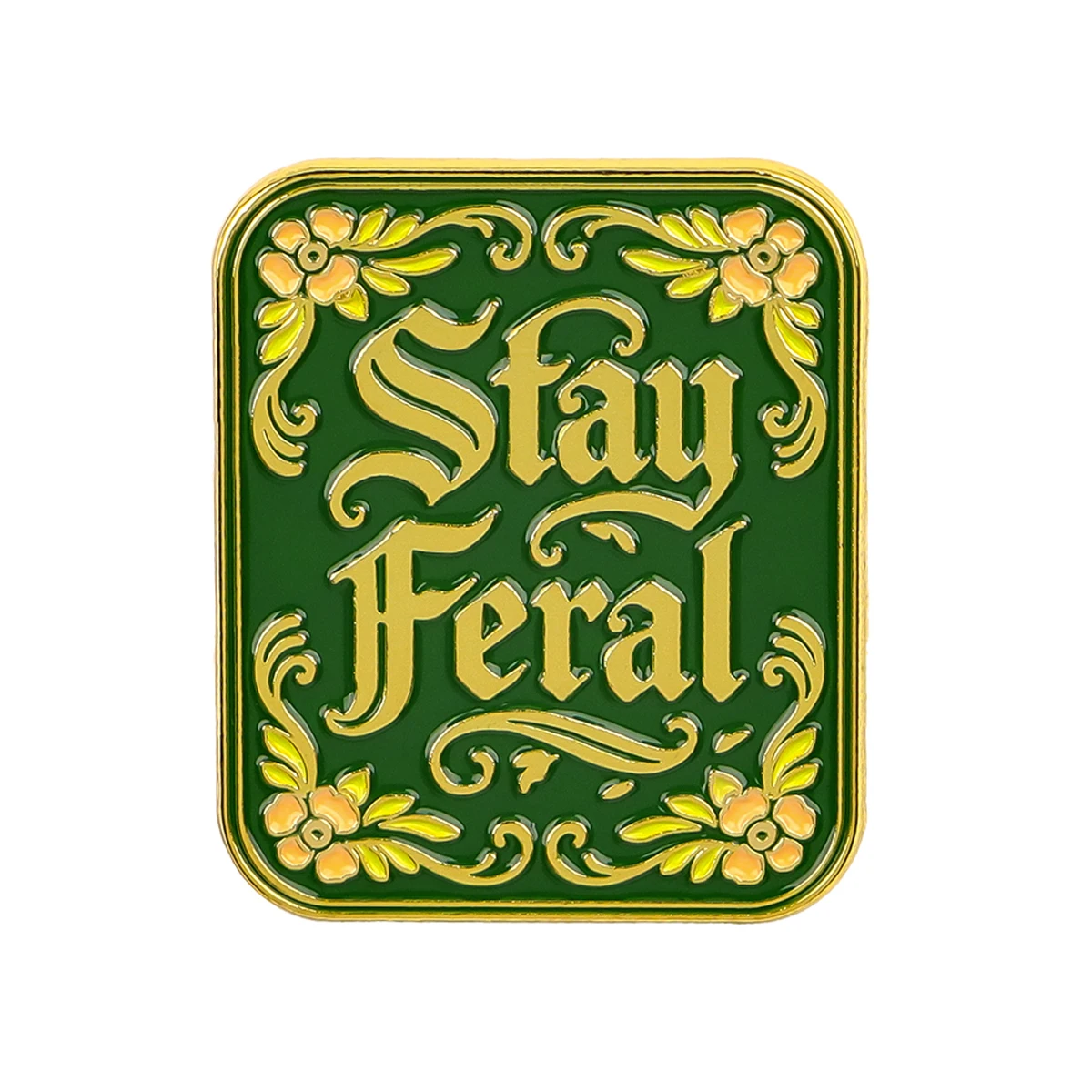 Stay Feral Enamel Pin Flower Quotes Brooch Pines Lapel Pins Badge on Backpack Clothing Accessories Fashion Jewelry Friends Gifts