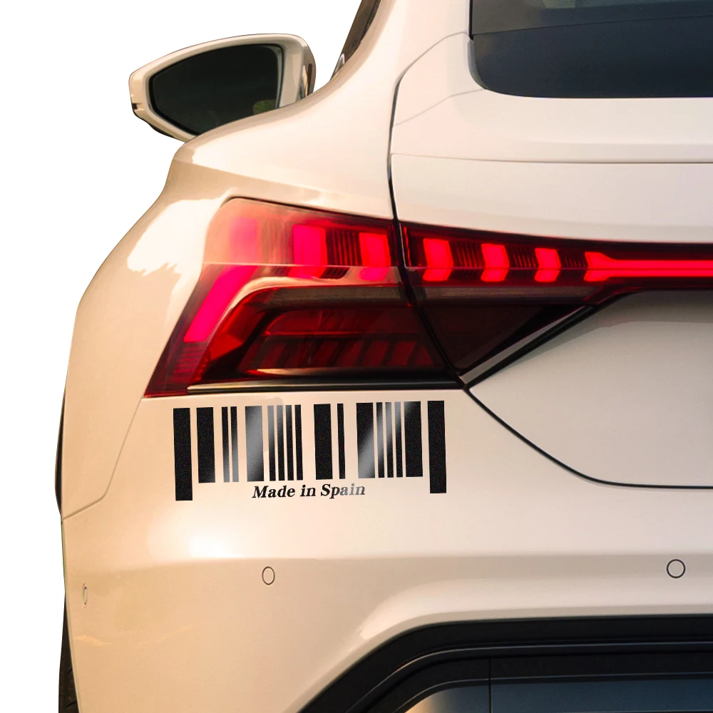 Car Stickers Creative Reflective Made in Spain Barcode Car Stickers Auto Body Window Decals Waterproof Decoration Accessories