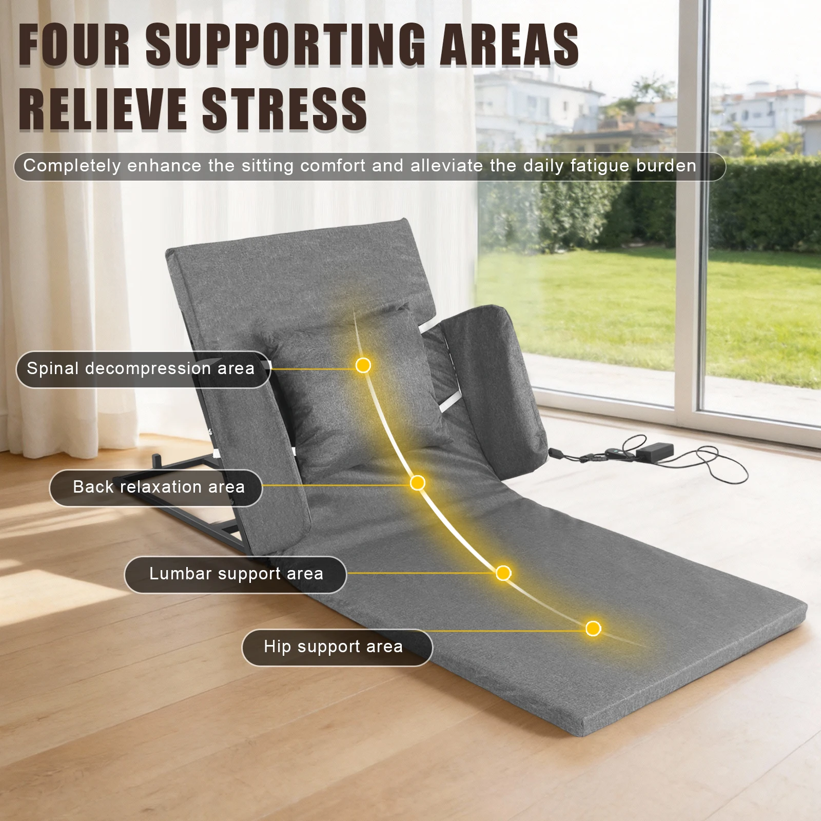 

2-80° Sit-Up Back Rest Chair with Guardrails Back Lumbar Support Tool Load Max 330 Lbs for Adults Pregnant Women Elderly