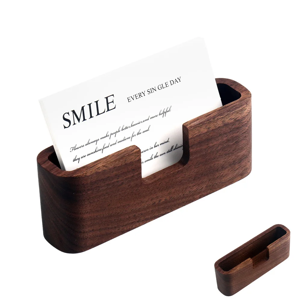 

YOYAI Wooden Card Holder Organizer for Office Desk - Premium Business Card Box & Place Card Holder Display Stand