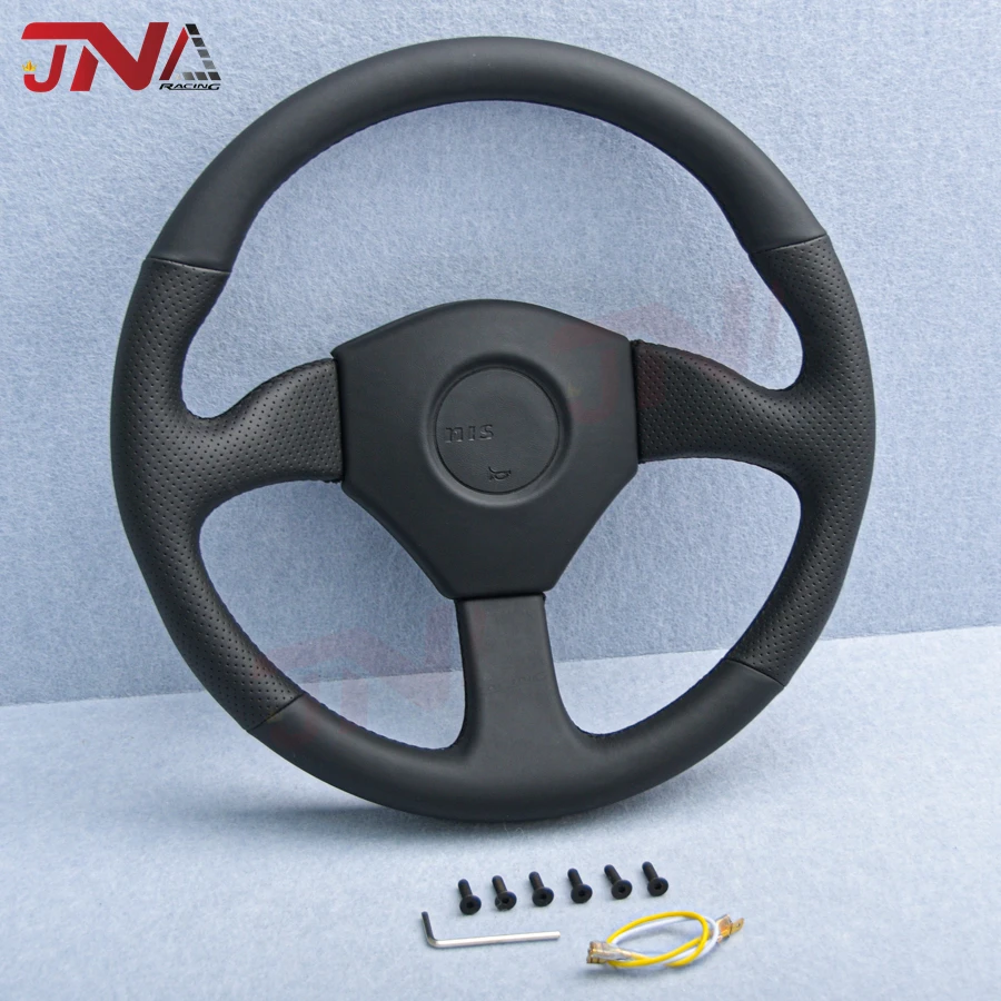 14Inch Black Leather Steering Wheel Leather For Nismo JDM Racing Sports Steering Wheel