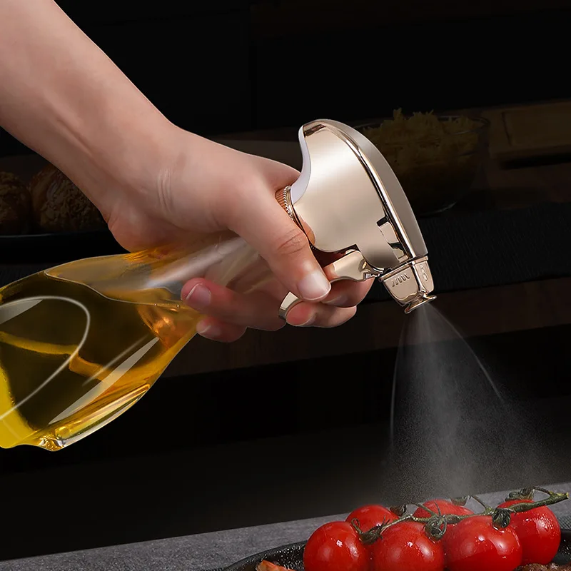 

Press Oil Spray Bottle Adjustable Sprinkler Head Glass Atomized Edible Oil Container Barbecue Spice Organizer Kitchen Gadgets