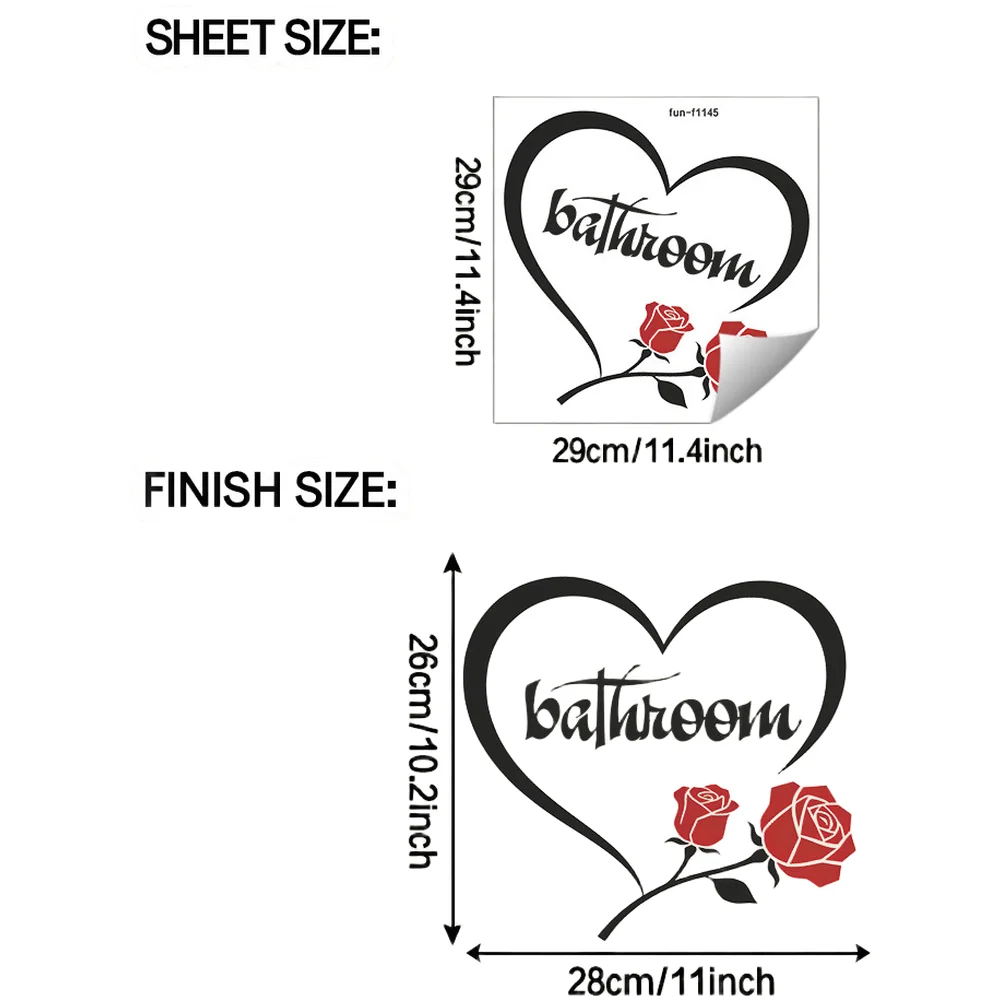 Heart Theme Wall Decal for For bathroom Use Waterproof PVC Construction Compatible with Ceramic and Glass Surfaces