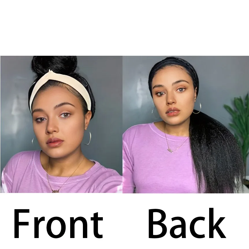 Perruques synthétiques Yaki lisses pour femmes noires, demi-perruque attachée, entièrement fabriquée à la Machine