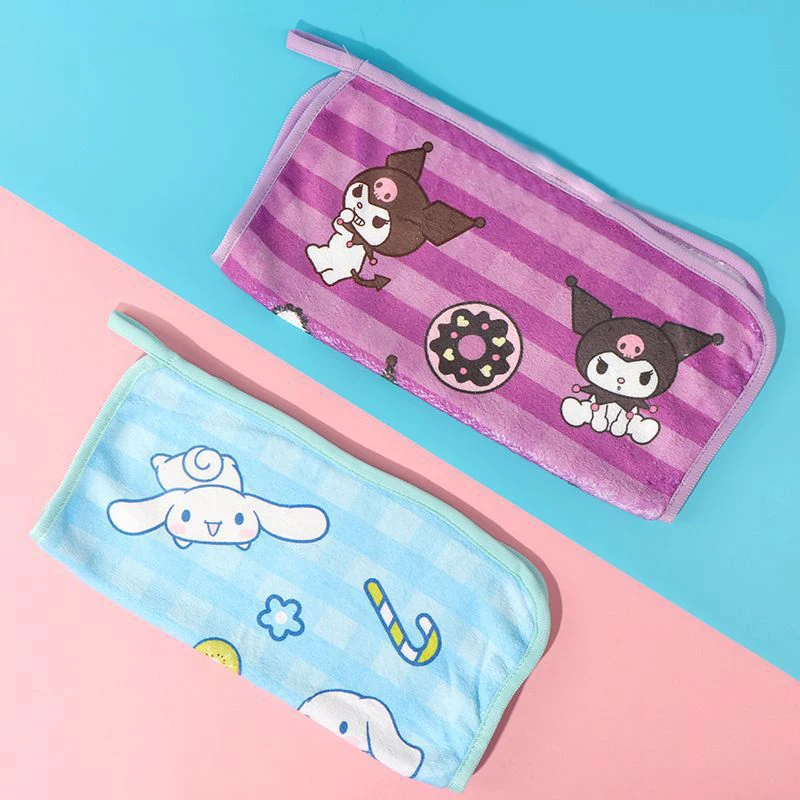 MINISO Kuromi 30X30CM Mini Towels Kawaii Cinnamoroll Handkerchief Cartoon My Melody Face Towel Cute Character Handkerchief