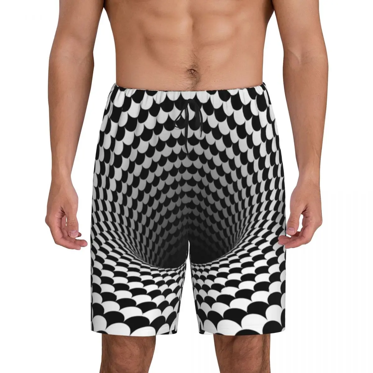 

Оптическая иллюзия: черно-белые шорты с узором «гусиная лапка» и эффектом «черная дыра» для мужчин, пижамные шорты для сна и отдыха