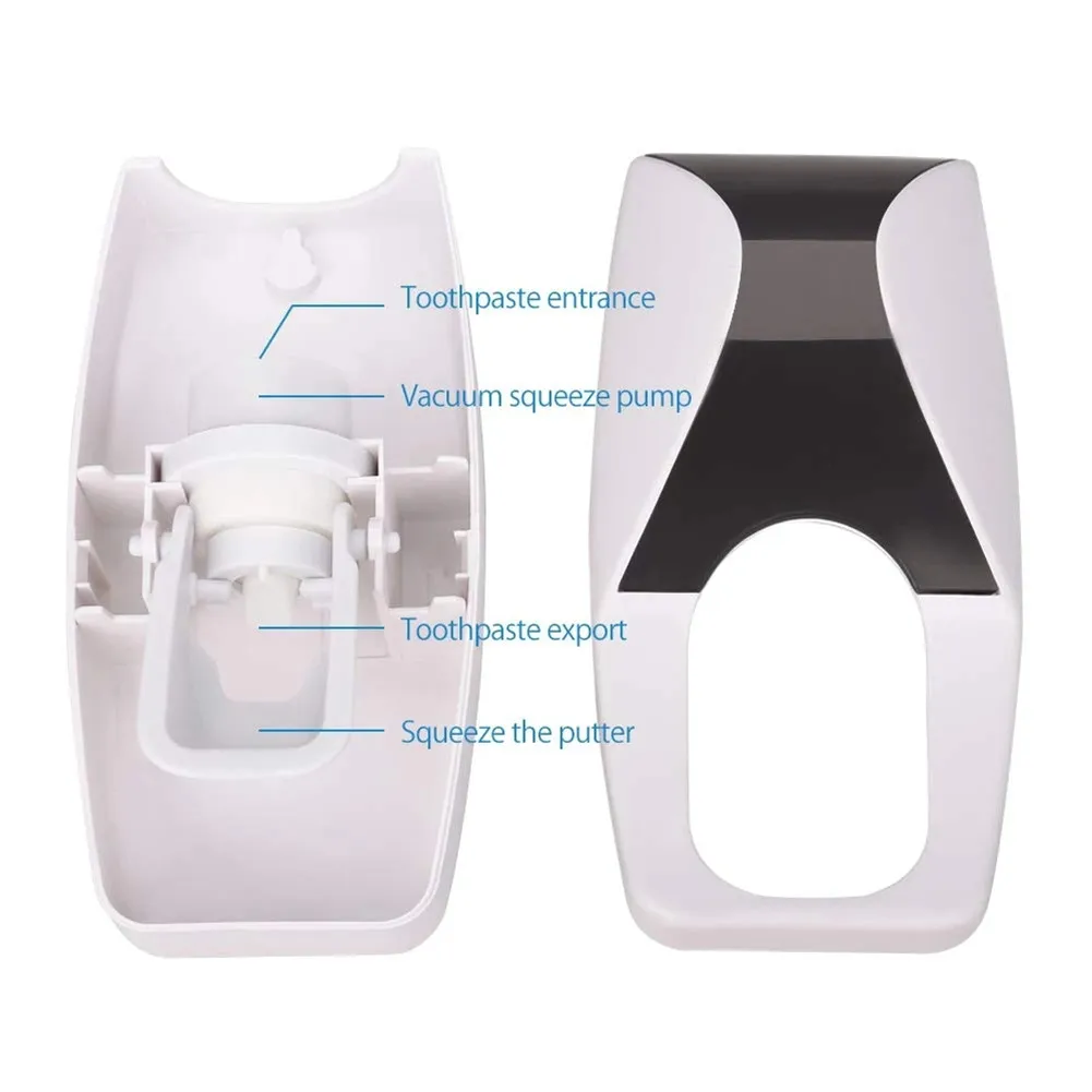 Toothbrush Holder Automatic Toothpaste Dispenser Set Dustproof Sticky Suction Wall Mounted Toothpaste Squeezer Bathroom Holder