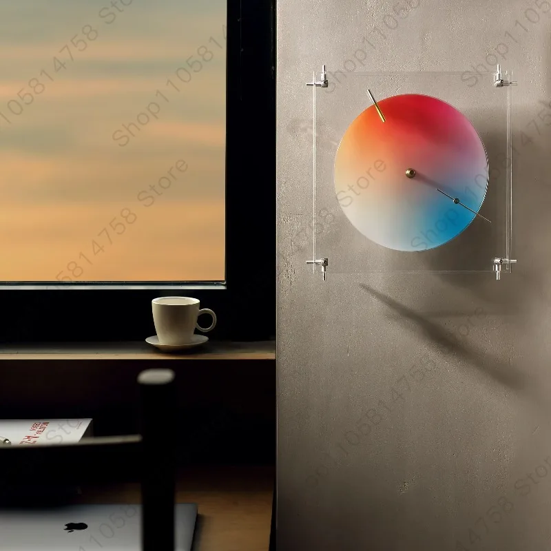 String life artifacts rainbow wall clock acrylic silent modern ins futuristic color change