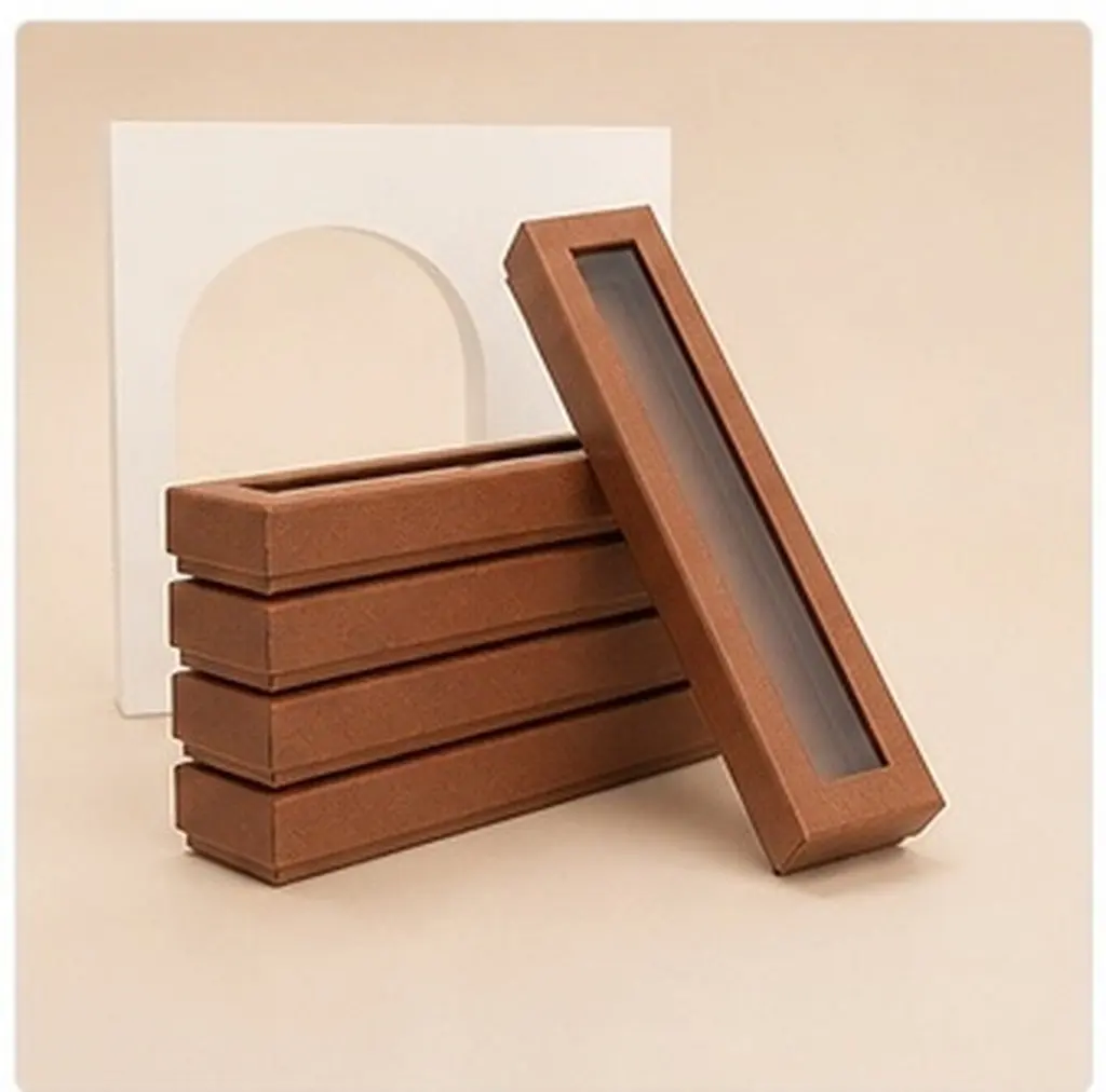 12Pcs Paper Pen Display Organizer Box Transparent Lid Square Paper Storage Case for Fountain Ballpoint Pens Jewelry Packaging